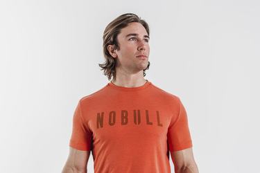 Nobull Men's T Shirts Orange | Australia (CI5468)